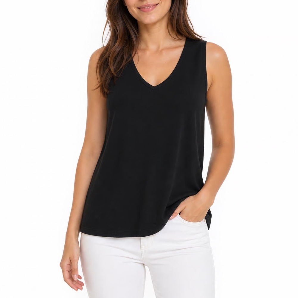 Miss Chievous Women Black Open Neck Tank Top Cutout V-Neck Medium NWT